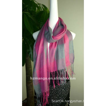 Fashion jaquard check design polyester long scarf